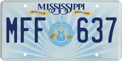 MS license plate MFF637