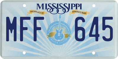 MS license plate MFF645