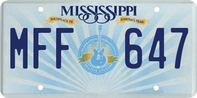 MS license plate MFF647