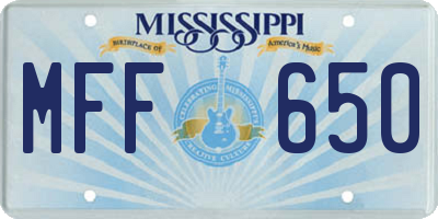 MS license plate MFF650