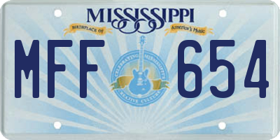 MS license plate MFF654