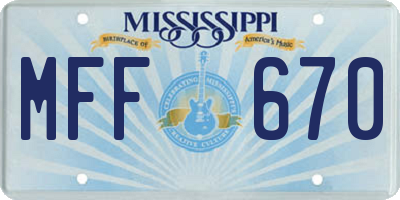 MS license plate MFF670