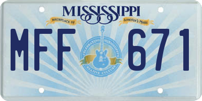 MS license plate MFF671