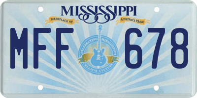 MS license plate MFF678