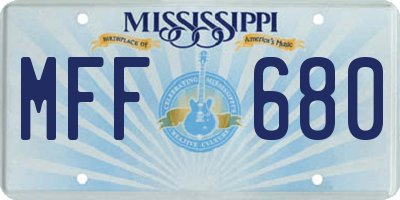 MS license plate MFF680