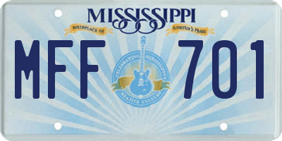MS license plate MFF701