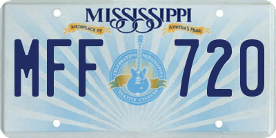 MS license plate MFF720