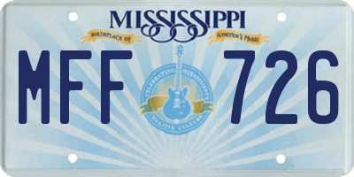 MS license plate MFF726
