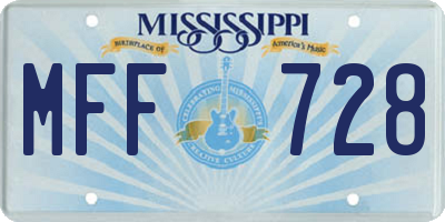 MS license plate MFF728