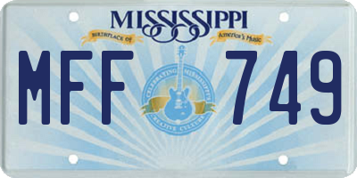 MS license plate MFF749
