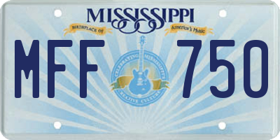 MS license plate MFF750