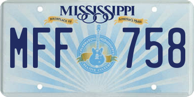 MS license plate MFF758