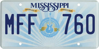 MS license plate MFF760
