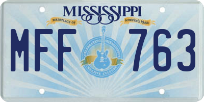 MS license plate MFF763