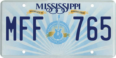 MS license plate MFF765