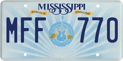 MS license plate MFF770