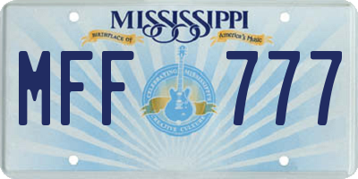 MS license plate MFF777