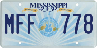 MS license plate MFF778