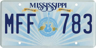 MS license plate MFF783