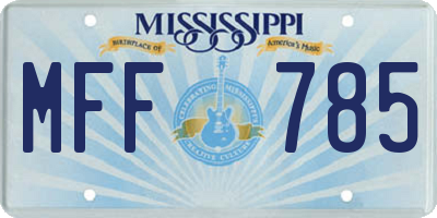 MS license plate MFF785