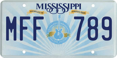 MS license plate MFF789