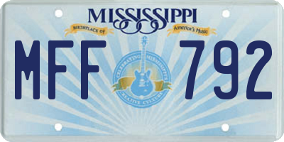 MS license plate MFF792