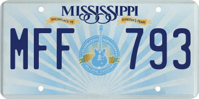 MS license plate MFF793