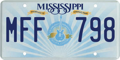 MS license plate MFF798