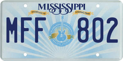 MS license plate MFF802
