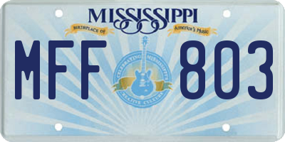 MS license plate MFF803
