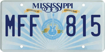 MS license plate MFF815