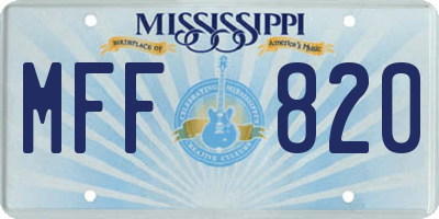 MS license plate MFF820