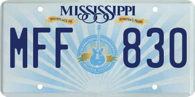 MS license plate MFF830