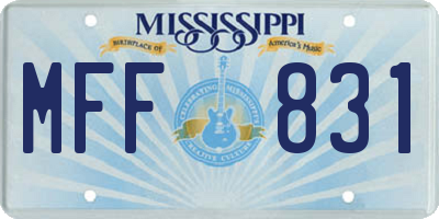MS license plate MFF831