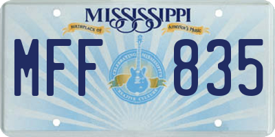MS license plate MFF835