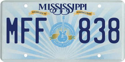 MS license plate MFF838