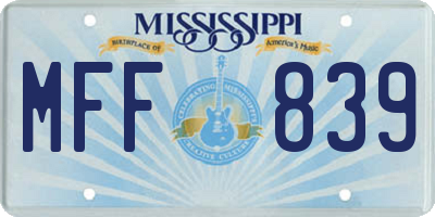 MS license plate MFF839