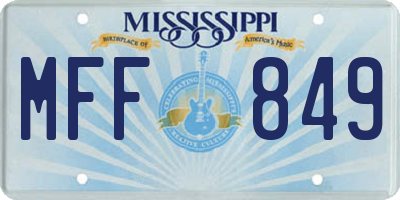 MS license plate MFF849