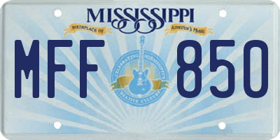 MS license plate MFF850