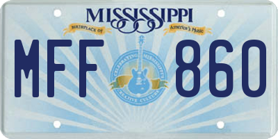 MS license plate MFF860