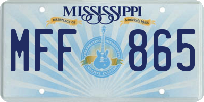 MS license plate MFF865