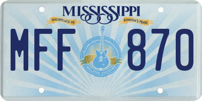 MS license plate MFF870