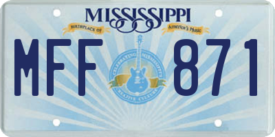 MS license plate MFF871