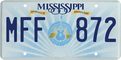 MS license plate MFF872