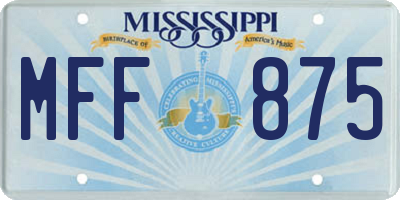 MS license plate MFF875