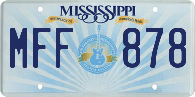 MS license plate MFF878