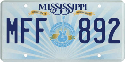 MS license plate MFF892