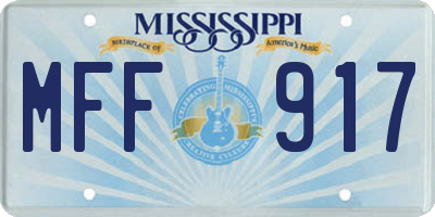 MS license plate MFF917