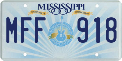 MS license plate MFF918