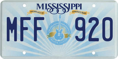 MS license plate MFF920
